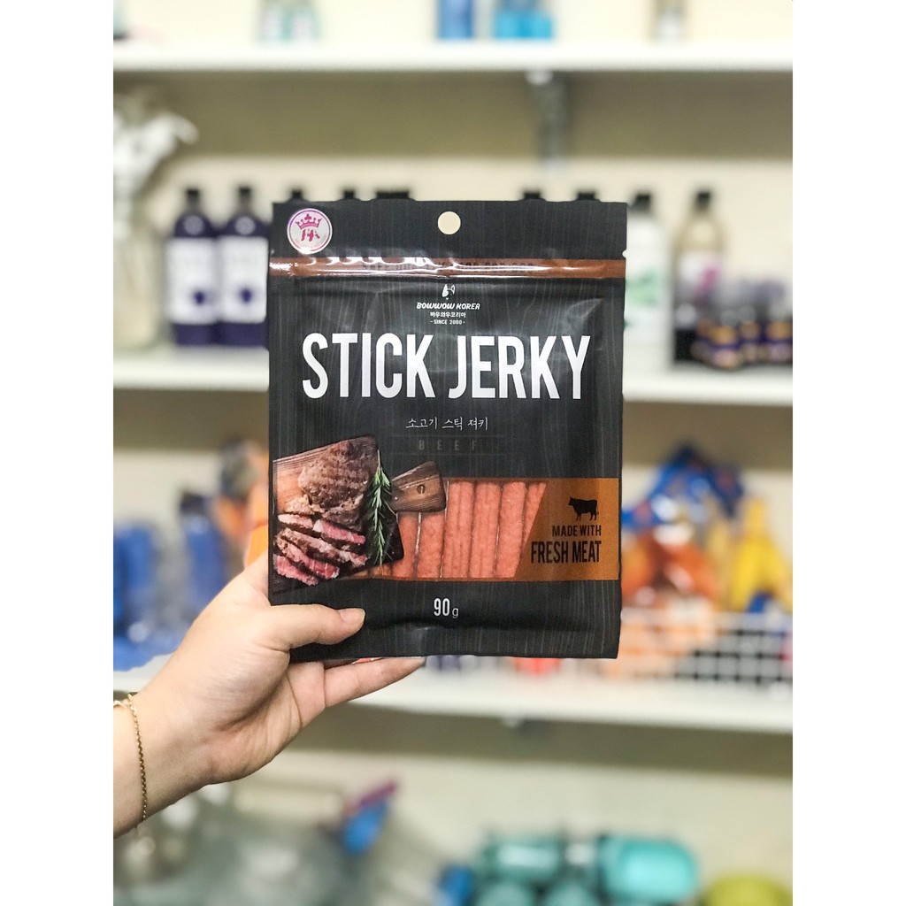 Snack bánh thưởng cho chó mèo thịt bò Que Hàn Quốc Stick Jerky Lamb Meat 90g