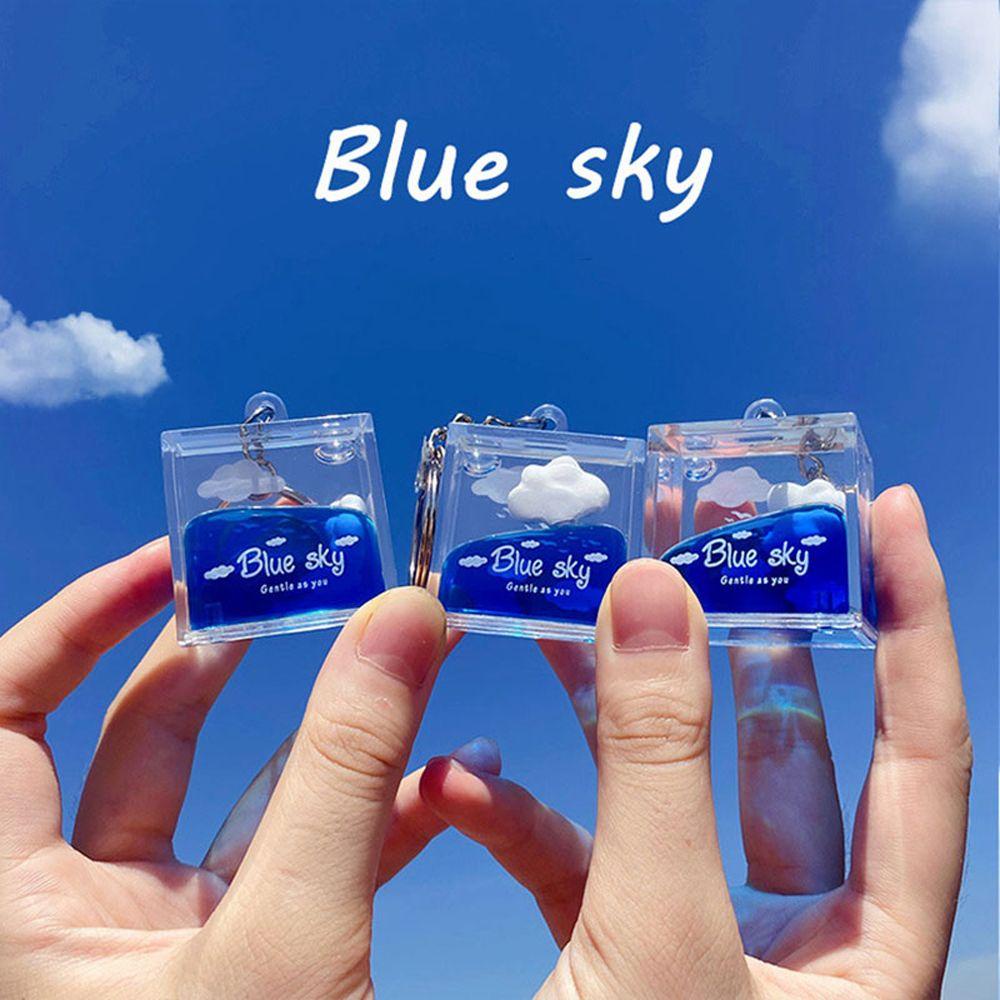 Móc Chìa Khóa Bằng Acrylic Hình Bầu Trời Xanh Hoạt Hình Dễ Thương