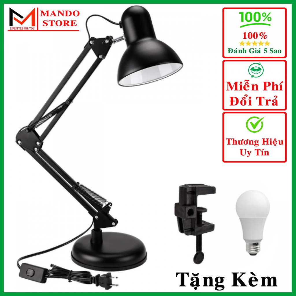 Đèn Học Kẹp Bàn Pixar - Đèn Đọc Sách, Làm Việc Chống Cận Thị Bảo Vệ Mắt -Tặng Kẹp Bàn Kèm Bóng Đèn Hãng Ama