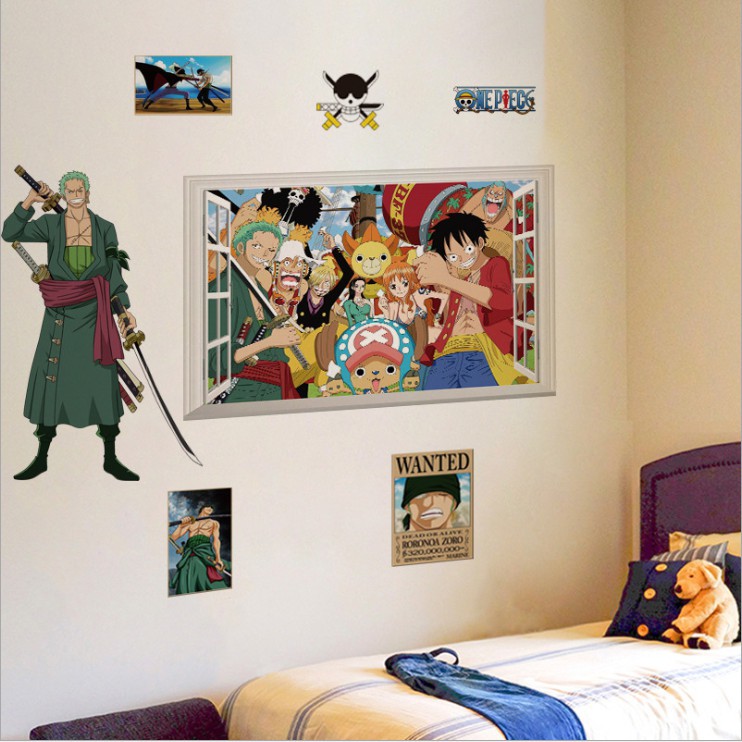 Decal dán tường Đảo hải tặc - poster One Piece dán tường Wanted AmyShop -decalhcm
