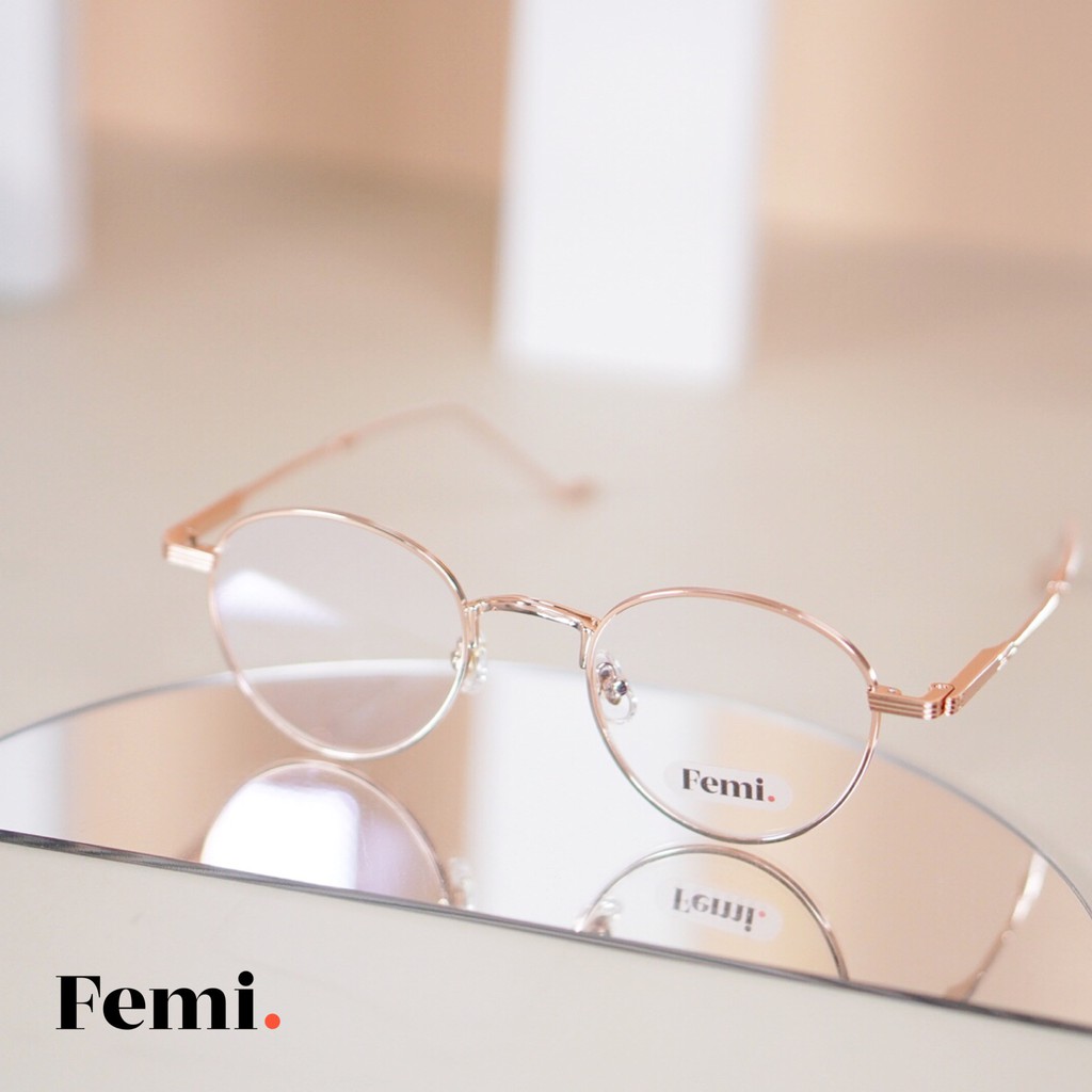 Gọng kính tròn kim loại Femi Lucy chính hãng kính cận nam nữ cao cấp