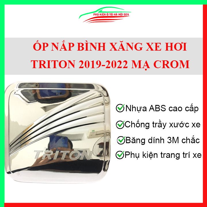 Ốp nắp xăng Triton 2019-2022 mạ crom bảo vệ chống trầy trang trí ô tô