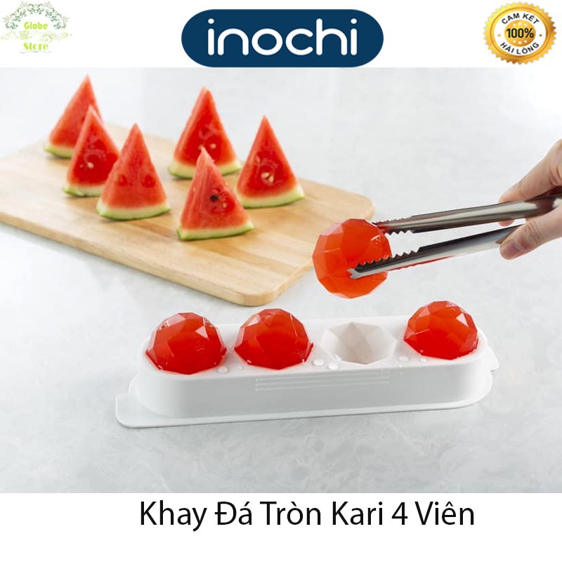 [ Đá Viên Tròn ] Khay Đá Tròn Nhựa Cao Cấp  4 Viên To Kari INOCHI