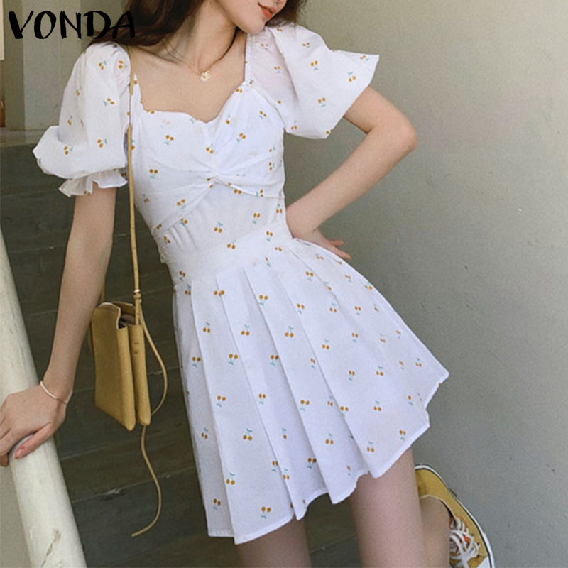 Đầm VONDA Tay Ngắn Cổ Vuông In Hoa Văn Phong Cách Hàn Quốc Thời Trang Cho Nữ | BigBuy360 - bigbuy360.vn
