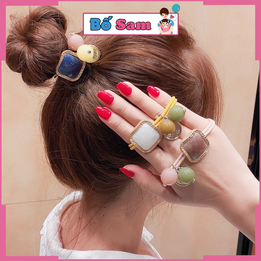 Dây buộc tóc đính đá vuông phong cách Hàn Quốc thời trang cho nữ Shop Bố Sam