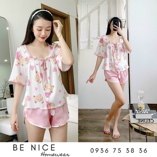 Set short mặc nhà cổ vuông, có tay xinh xắn, Be Nice Homewear