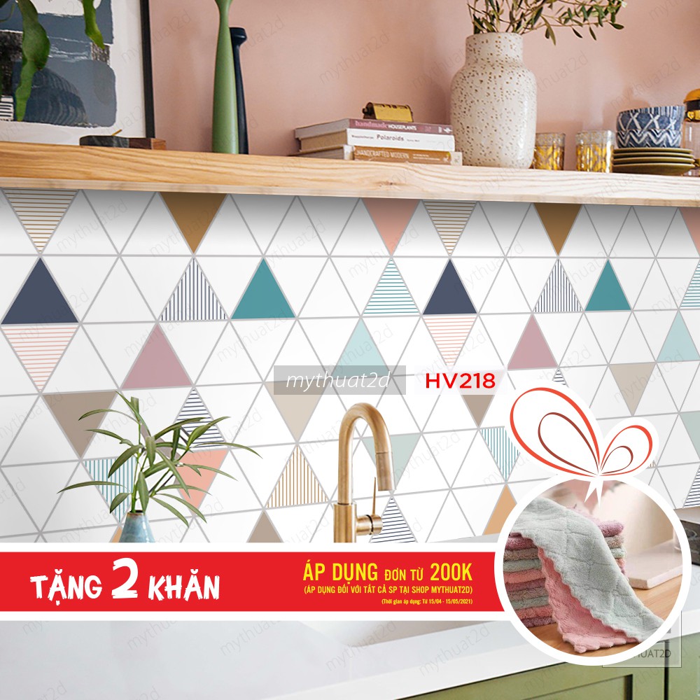 Cuộn 2 mét dài Decal gạch bông dán bếp dán tường, nhà tắm_kt 200x60cm