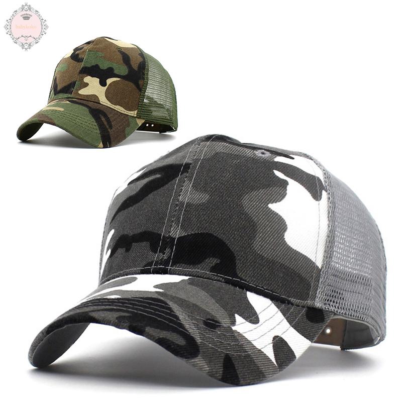 Women Plain Sports Half Retro Army Style Mens Visor Outdoor Jungle Camo Camping Camouflage Trucker Baseball Mesh Cap