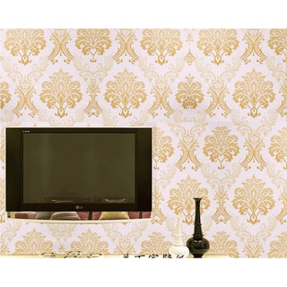 Cuộn 5m giấy dán tường châu âu vàng - 0.45m x 5m có keo sẵn