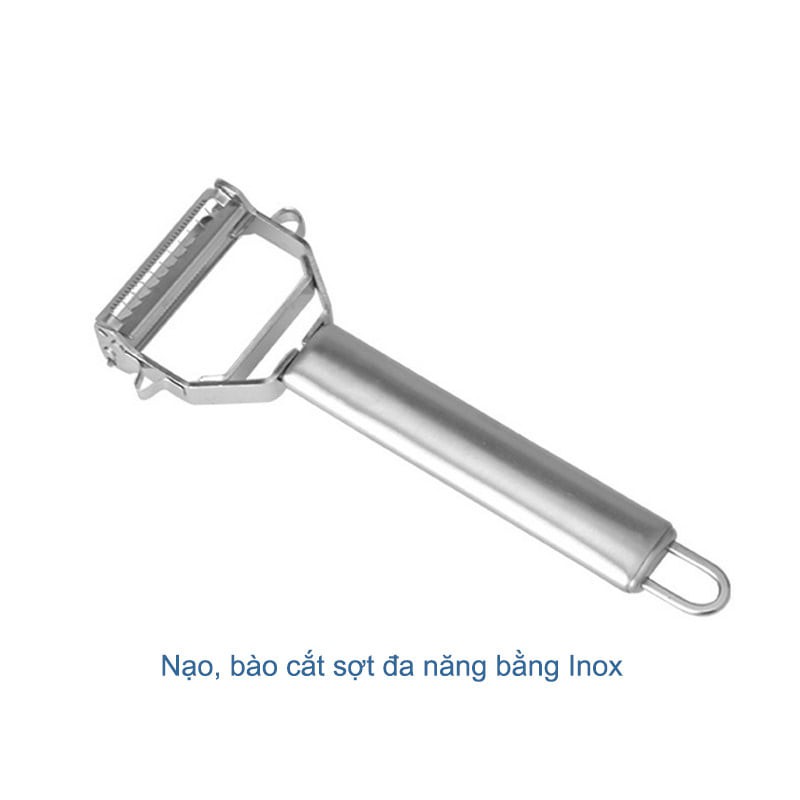 DỤNG CỤ NẠO GỌT CỦ QUẢ INOX CẦM TAY 3IN1 CÓ LƯỠI RĂNG CƯA BÀO SỢI