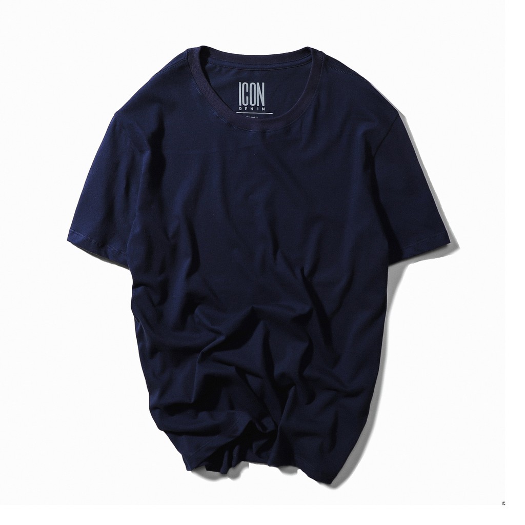 Áo Thun Nam Cổ Tròn ICON DENIM 5 Màu Trơn Basic Phom Suông Unisex - Dòng Vải Mới Cotton Lụa Co Giãn 4 Chiều | BigBuy360 - bigbuy360.vn