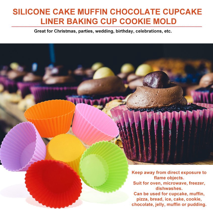 Bộ 12 khuôn silicon làm bánh muffin socola cupcake tiện dụng