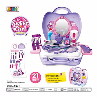 🔔 (21PCS) BỘ ĐỒ CHƠI VALI TRANG ĐIỂM CHO BÉ GÁI