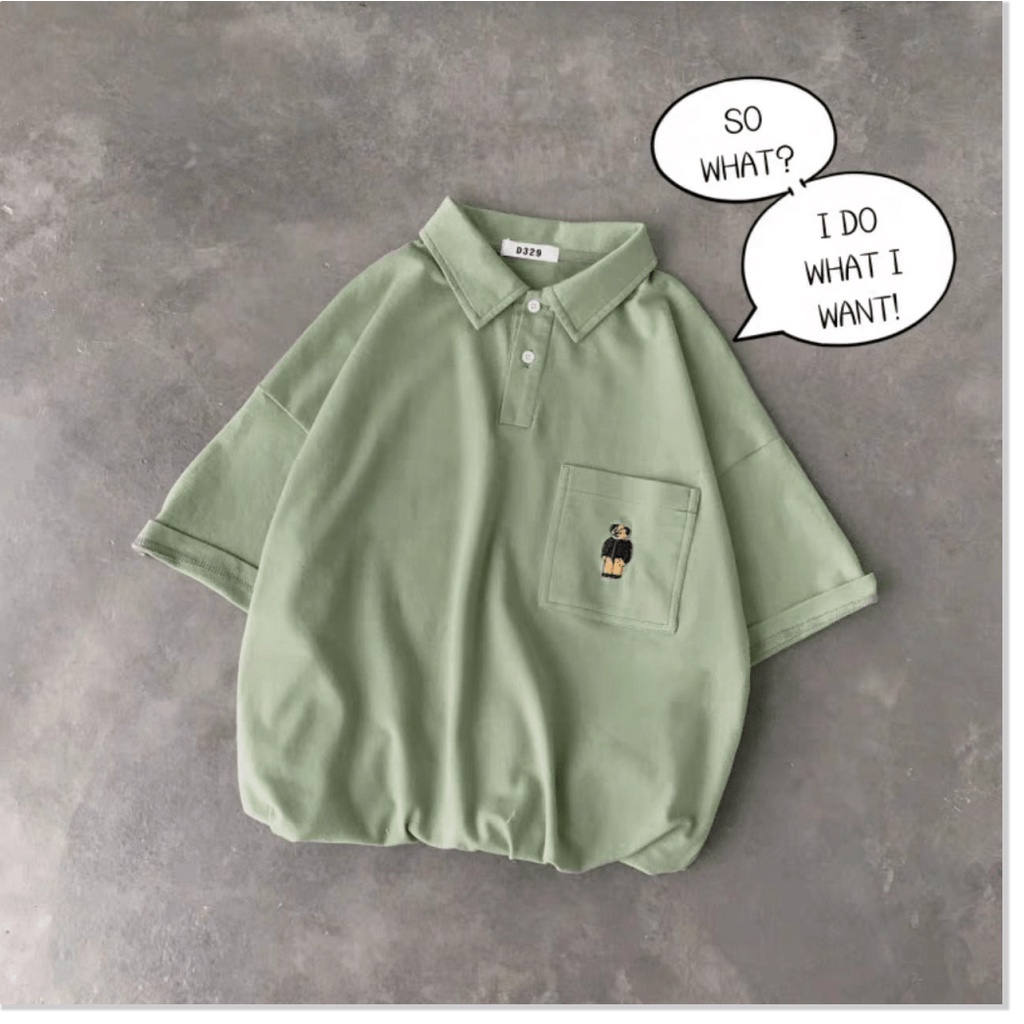 áo thun form rộng tay lỡ cổ bẻ, chất vải siêu mịn