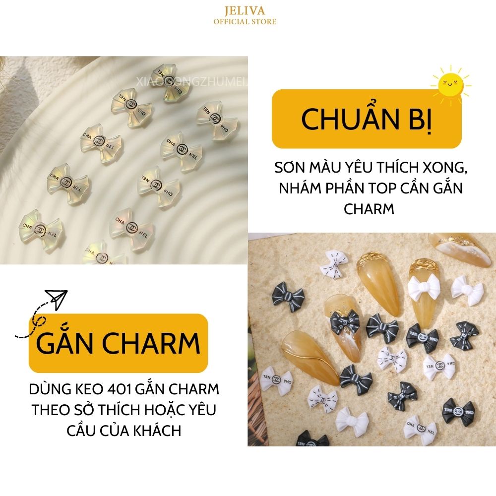 Charm nail nơ thương hiệu JELIVA trang trí móng