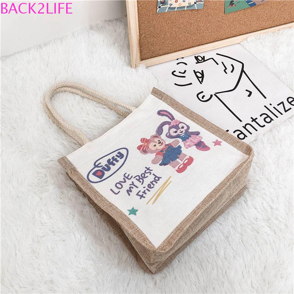 Túi Tote Đựng Cơm Trưa Bằng Vải Bố Họa Tiết Thỏ Gấu Hoạt Hình 2Lilife Cho