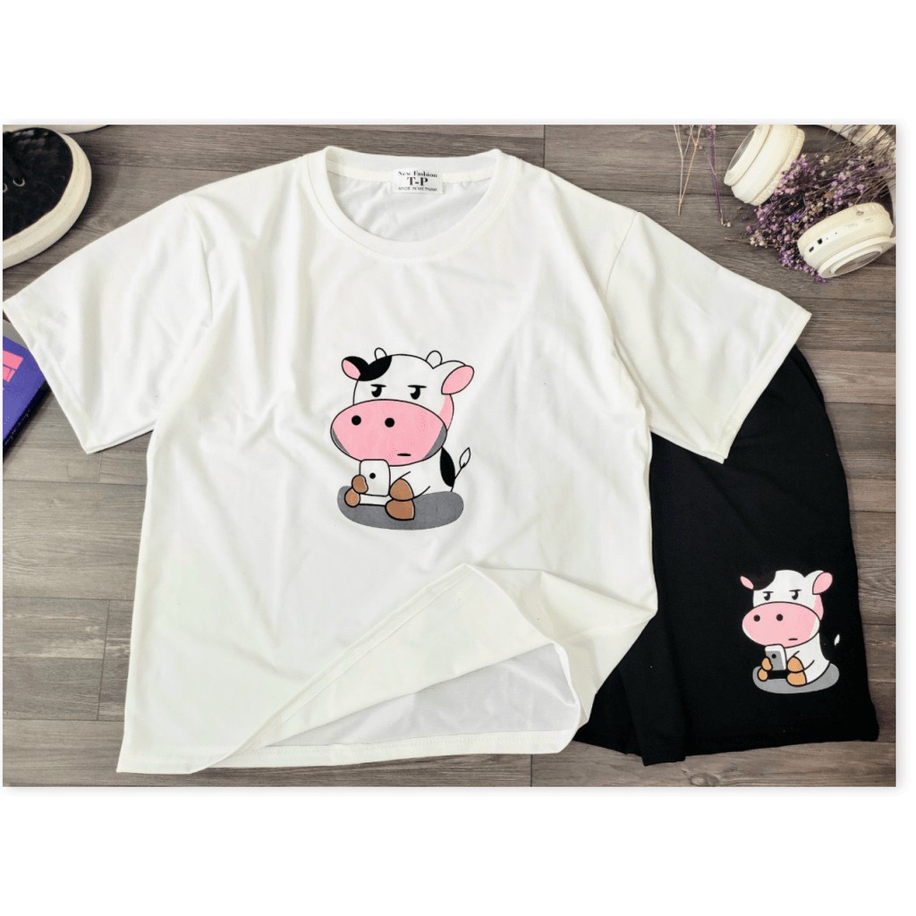 Áo thun ngắn tay con bò siêu xinh , hot hè 2021