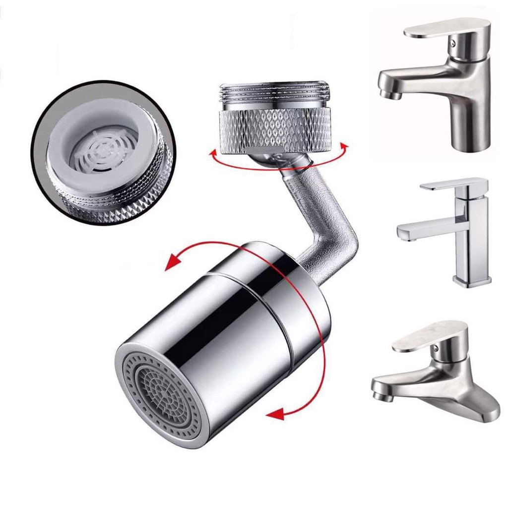 Đầu Gắn Vòi Nước Tăng Áp, Xoay 360 Độ Thông Minh, Tạo Bọt, Chống Bắn Hai Chế Độ Gắn Chậu Rửa Bát Chén Lavabo Bồn Rửa Mặt