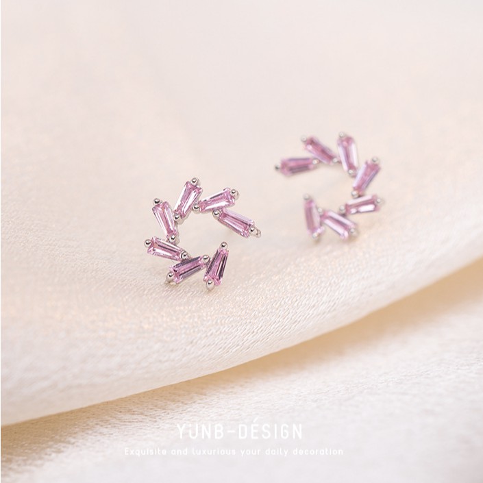 Bông Tai Mạ Bạc 925 Đính Đá Thạch Anh Tím Thời Trang Cho Nữ