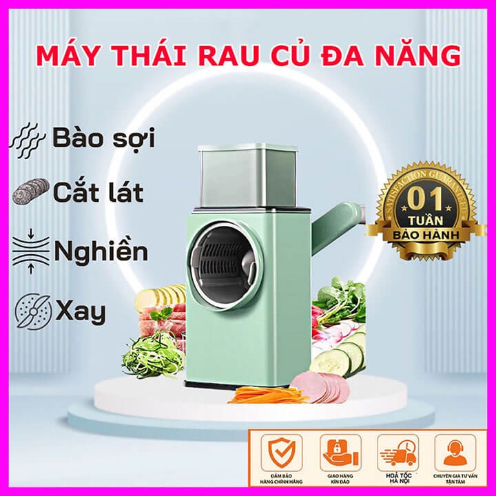 Máy Thái Lát Rau Củ Quả - Thái Lát Siêu Mỏng, Bào Sợi, Cắt Nạo Củ Quả, Xay Nghiền Hạt Đa Năng Kèm Lưỡi Dao Cao Cấp