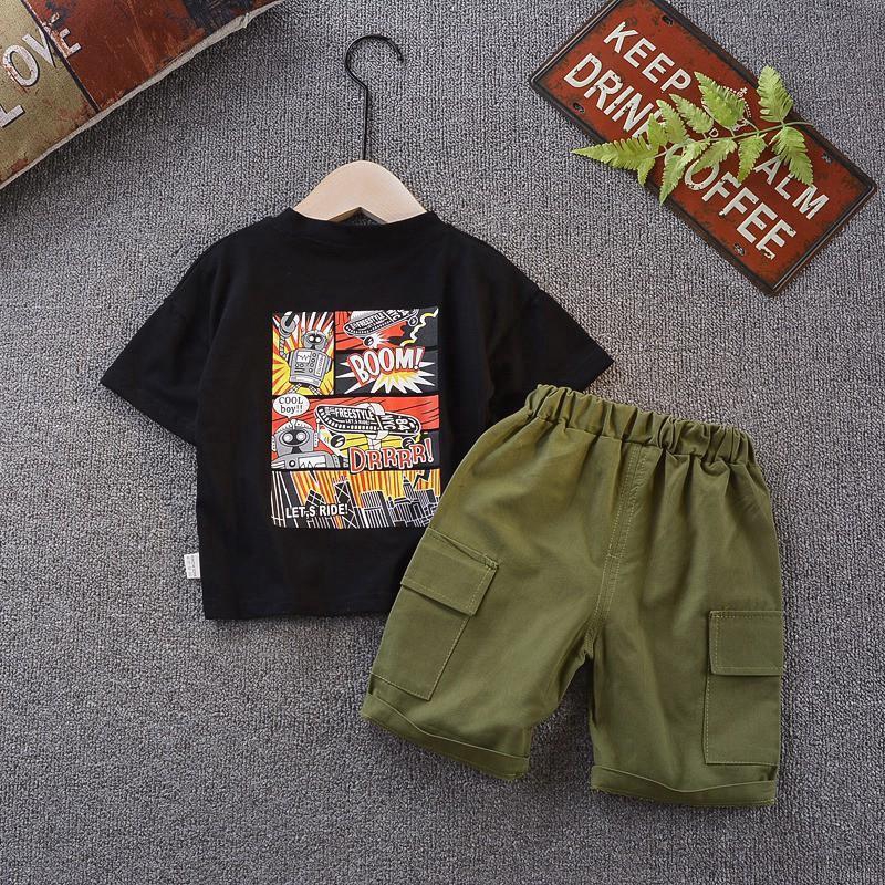 Set Áo Thun Ngắn Tay + Quần Short Thời Trang Cho Bé Trai