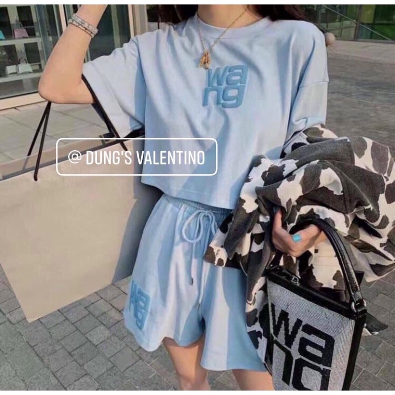 Sét Bộ Áo Croptop Wang Quần Đùi 🦋 Set Bộ Thể Thao Ulzzang Áo Phông Cộc Kèm Quần Short Hot 🦋