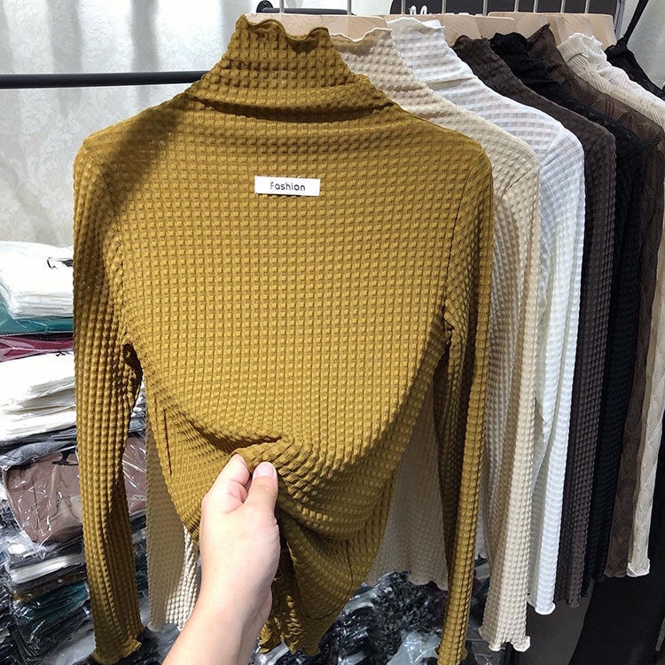 Áo cổ cao tay dài phối lưới thời trang mùa thu cho nữ