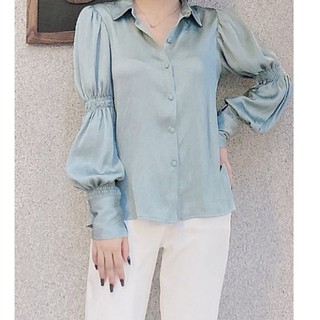 Áo sơ mi dài tay chun nơ cổ 20AGAIN, hàng thiết kế chun tay độc đáo ASA0776