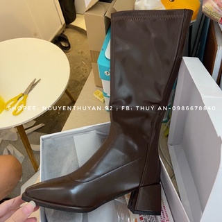 Bốt đùi da gót vuông 5cm⚡️ANDU STORE⚡️[Ảnh thật phía cuối]