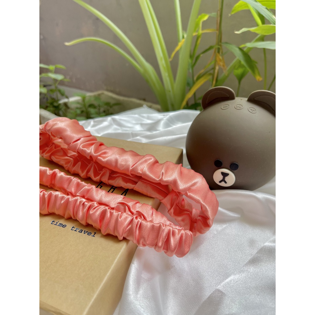 Băng đô lụa thun rửa mặt bờm cài tóc rửa mặt, makeup, trang điểm êm ái