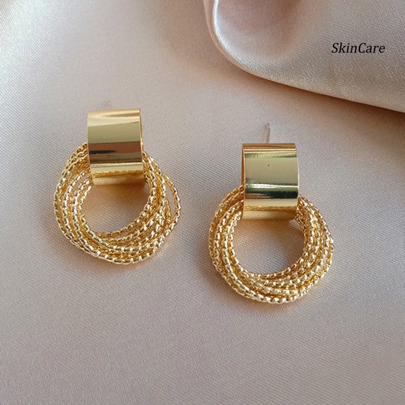 Bông Tai Phong Cách Hàn Quốc Tròn Vàng Siêu Xinh kt 2,4cm