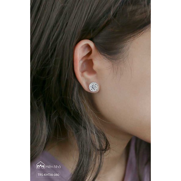 Khuyên tai khắc chú 6 âm - Bông tai chú Om mani - Hiên Nhà