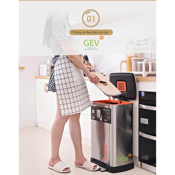 Thùng rác inox đạp chân cao cấp H71 Dung tích 20L 30L
