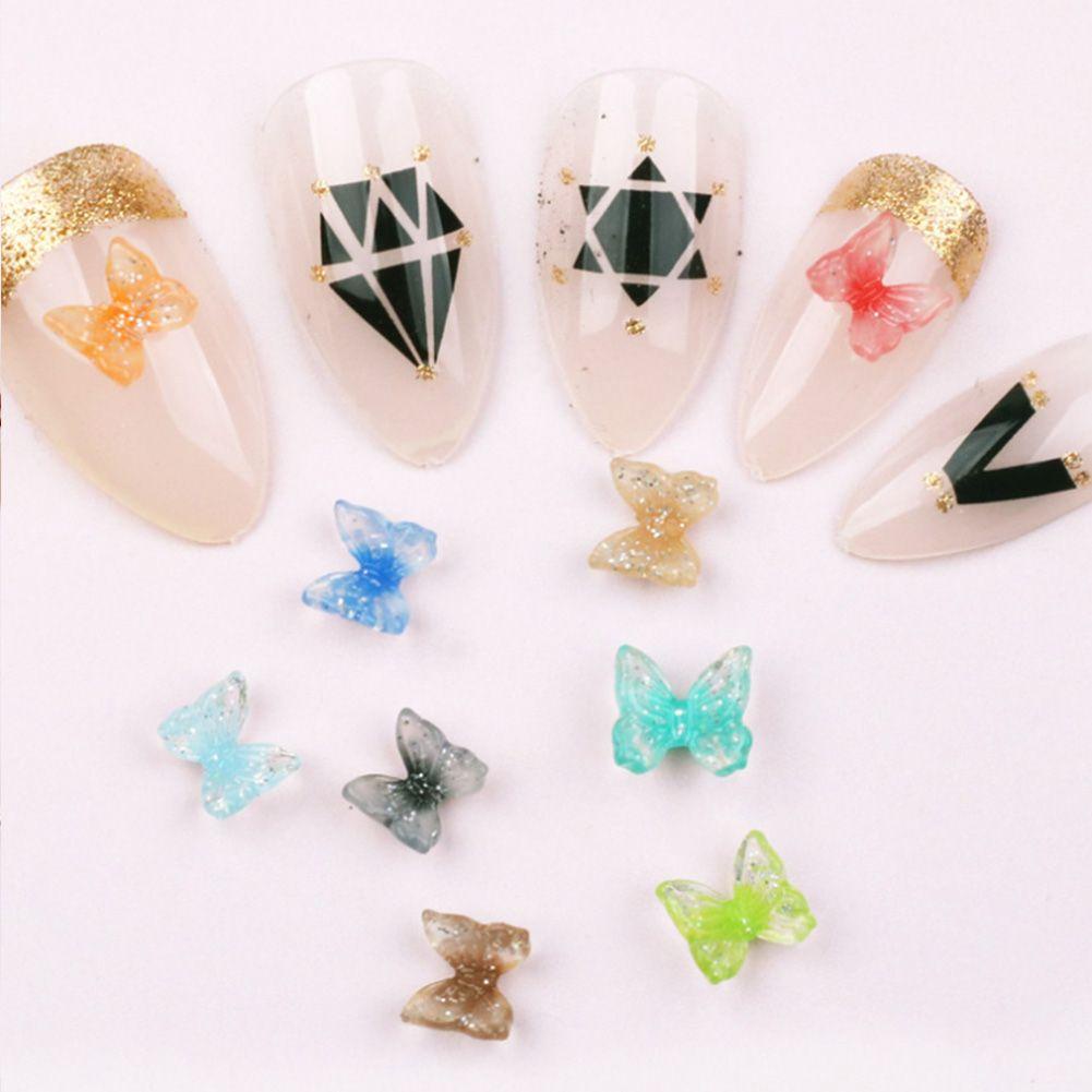 Set 10 Miếng Dán Trang Trí Móng Tay Hình Bướm 3D Nhiều Màu Sắc DIY|Nơ Cài Áo Xinh Xắn Thời Trang