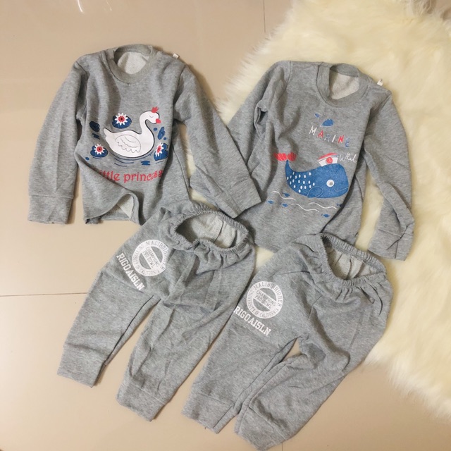 Bộ Nỉ Da Cá Cho Bé 7-18kg Siêu Mềm Siêu Ấm Mặc Thu Đông