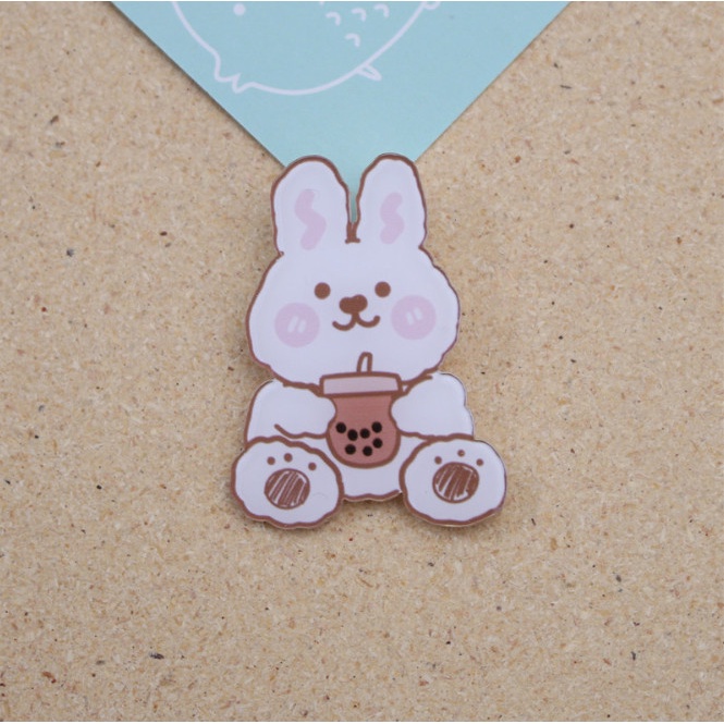 Sticker, ghim cài trang trí đồ dùng cá nhân chủ đầu nhóc thiên sứ và gấu thỏ dễ thương STHIENSU