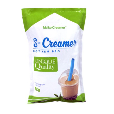 Bột Kem Béo S-Creamer (Nhãn xanh)- 1Kg/ Gói - nguyên liệu pha chế làm trà sữa, cafe, sinh tố, nước trái cây, chè
