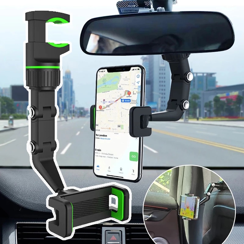 Giá đỡ điện thoại gắn gương chiếu hậu ô tô có thể xoay 360 độ