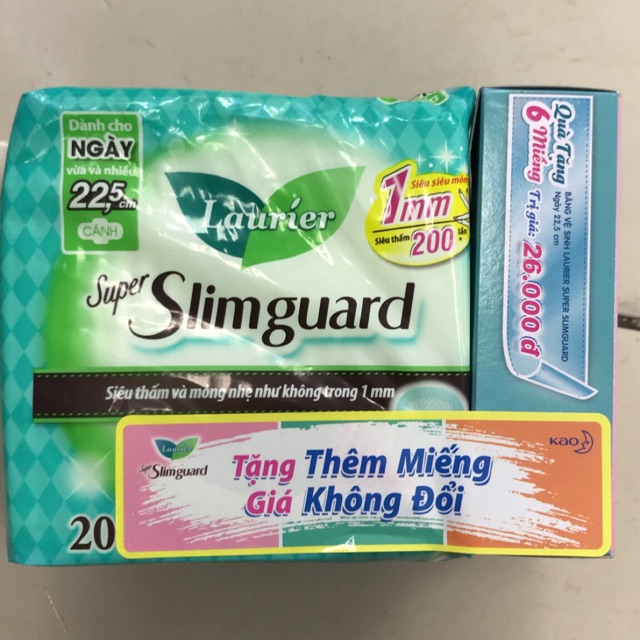Băng vệ sinh 20 miếng siêu mỏng siêu thấm Laurier Slimguard Nhật Bản