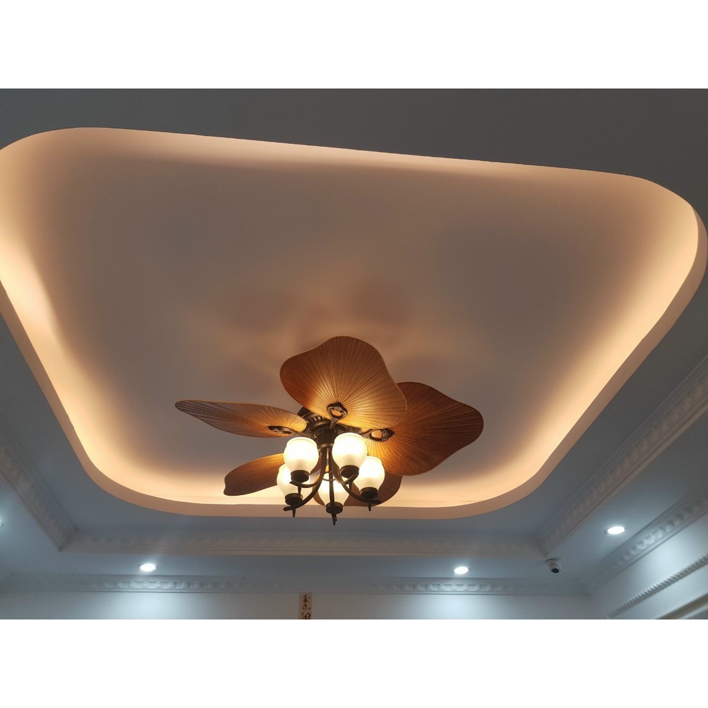 Quạt Trần Lá Cây Có Đèn Động Cơ Lõi Đồng Full 6 Cấp Độ Gió , Có Điều Khiển Từ Xa Lắp Cho Mọi Không Gian