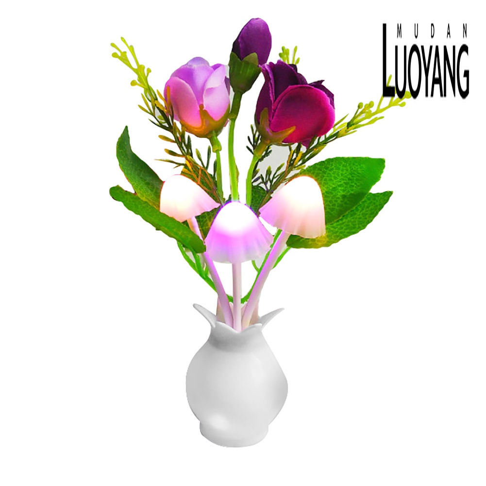 Đèn Ngủ 4 LED Hình Nấm Hoa Hồng Nhiều Màu Sắc