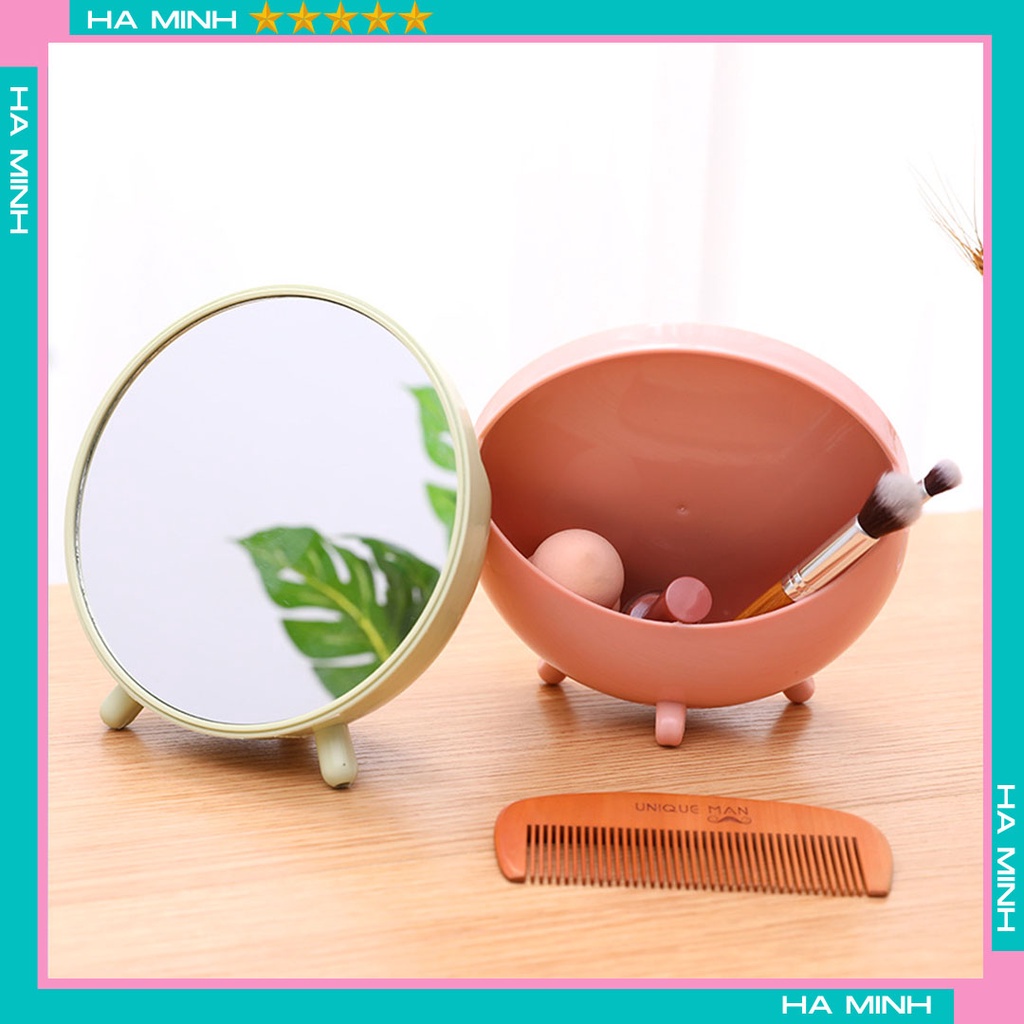 Gương Trang Điểm Có Kèm Khay Đựng Cọ và Son Phía Sau
