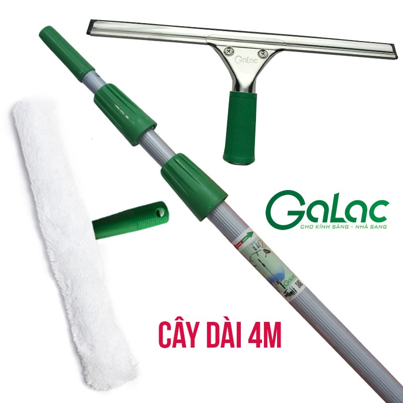 Bộ dụng cụ lau kính cán dài 4m Galac-05 hàng chuyên dụng, độ bền cao - tặng phụ kiện sơ cua