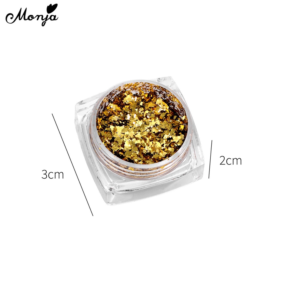 MONJA Set 6 hộp lá nhôm lấp lánh màu vàng/bạc trang trí móng nghệ thuật diy