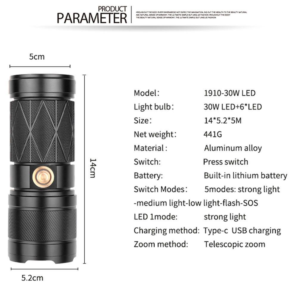 Đèn Pin LED laser 5 Chế Độ Siêu Sáng Xhp90 Ánh Sáng Dùng Ngoài Trời