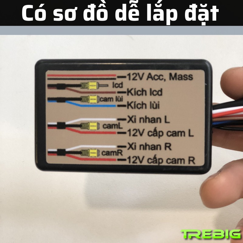 Bộ chia camera lề, camera lùi cho ô tô, có rõ cách lắp đặt. Sử dụng chất liệu nhựa abs cao cấp. Đồ chơi ô tô Trebig. | BigBuy360 - bigbuy360.vn
