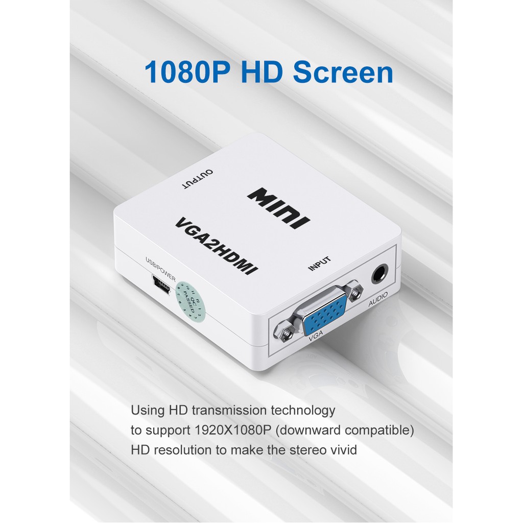 Bộ Chuyển Đổi 1080p Vga Sang Hdmi Tương Thích Với Laptop / Pc / Máy Chiếu / Máy Chiếu / Hdtv