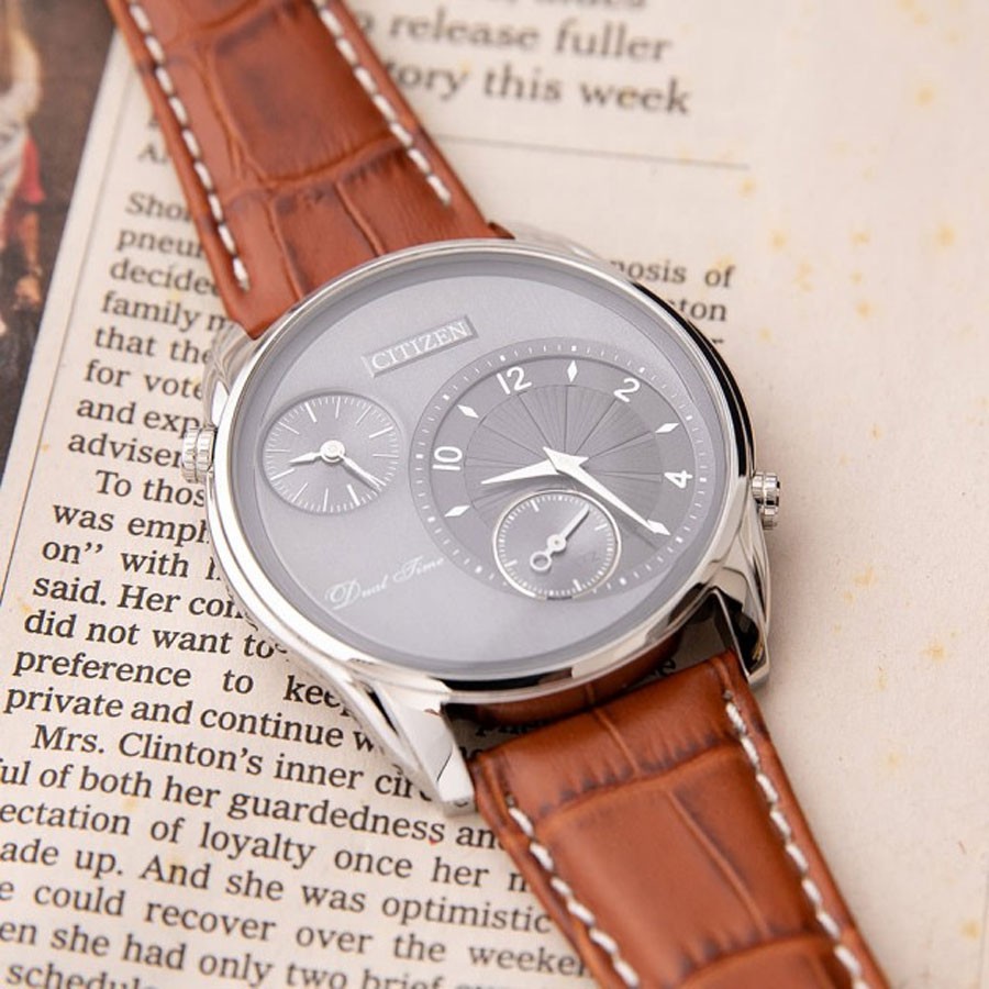 Đồng Hồ Nam Citizen Dây Da AO3030-16H - Mặt Xám