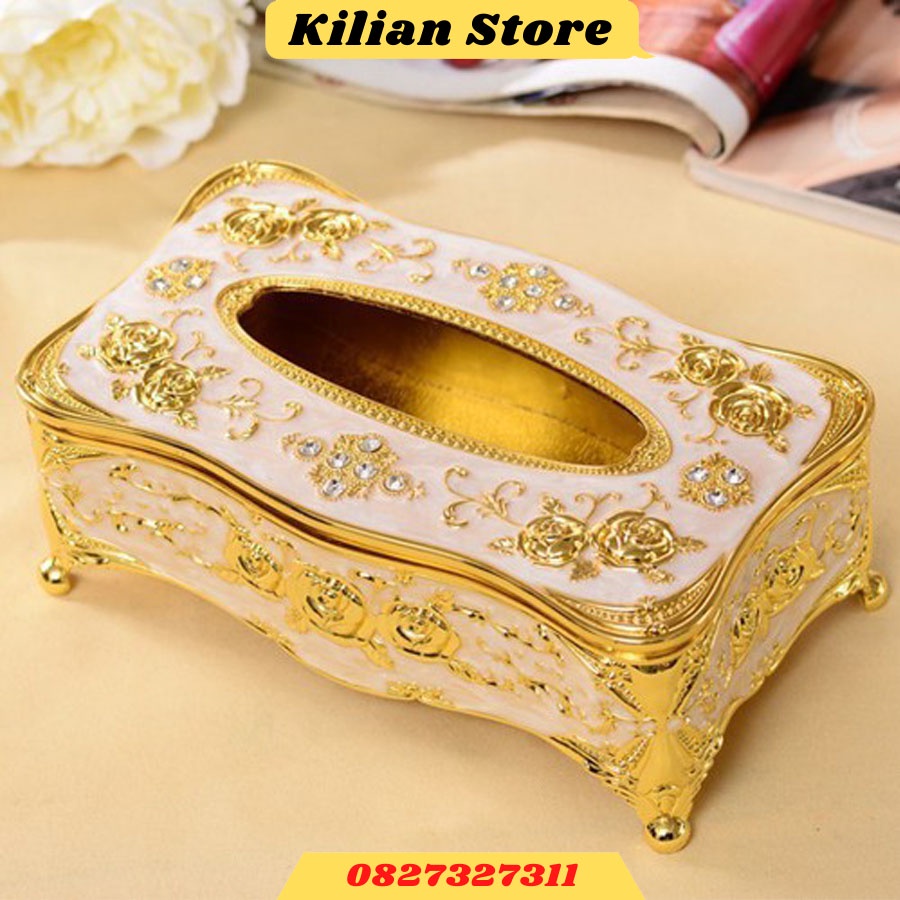 Hộp đựng giấy ăn và lọ tăm,gạt tàn phong cách mạ Vàng, Bạc cao cấp phong cách hoàng gia - kilian store