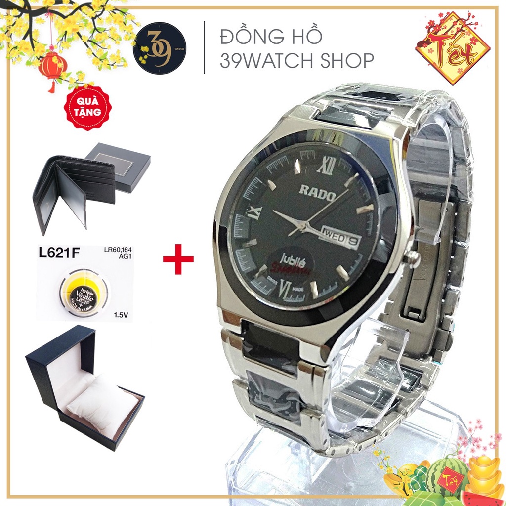 [TẶNG VÍ DA NAM] Đồng hồ Julibe nam RA65 NAMD màu đen, chất liệu dây inox kết hợp đá ceramic nguyên khối, mặt kính saphi